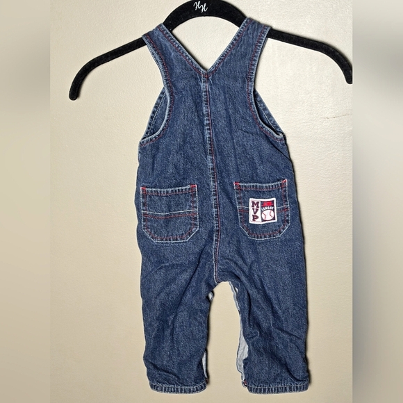 First Moments Lined Baseball Embroidered Overalls, Newborn - Picture 3 of 4